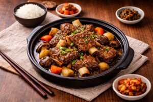 Galbijjim, costillas de vacuno coreano, estofado de vacuno coreano, guiso de vacuno coreano